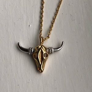 Petite steer head scull necklace